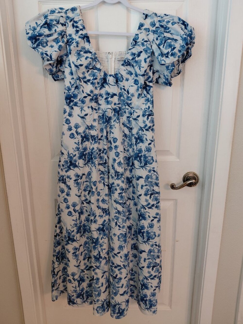 Abercrombie and Fitch Emerson Midi Maxi Dress Blue White Floral Medium Cotton